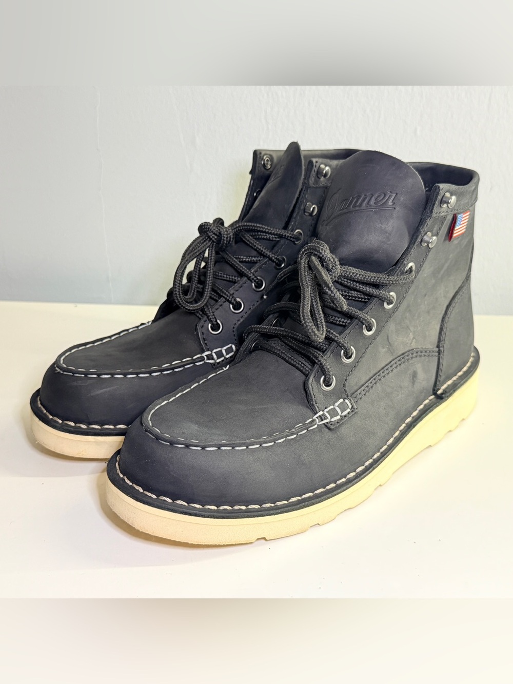 Women’s Danner Bull Run Moc Toe 6” Black Work Boots US 8 15587 EH Made USA